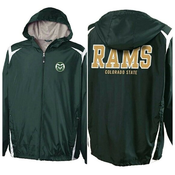 NCAA Colorado State Rams Unisex Collision Windbreaker Jacket Youth Size S Green - Picture 1 of 7